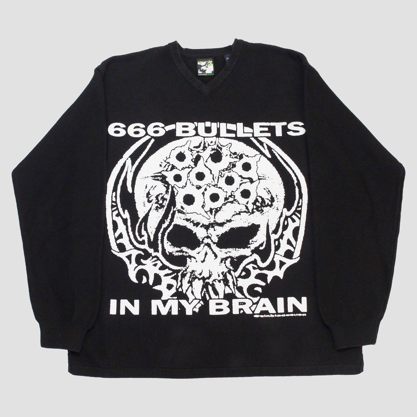 "666 BULLETS IN MY BRAIN" Heavyweight Knit Sweater (M)