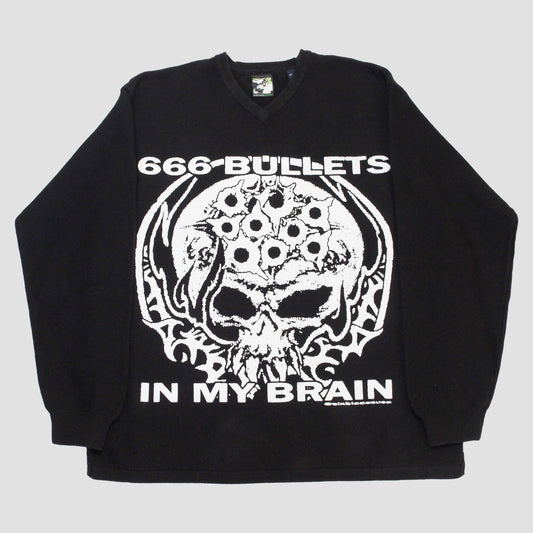 "666 BULLETS IN MY BRAIN" Heavyweight Knit Sweater (M)