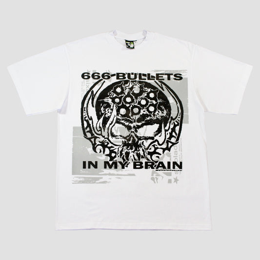 "666 BULLETS IN MY BRAIN FEELS GREY" Heavyweight Tee (XL)