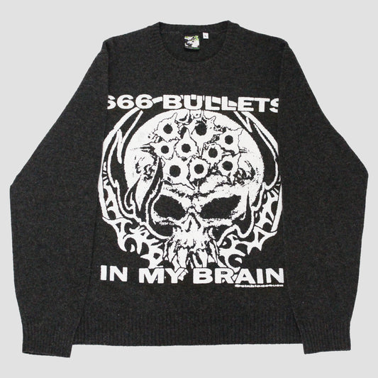 "666 BULLETS IN MY BRAIN" Pullover Wool Sweater (L)