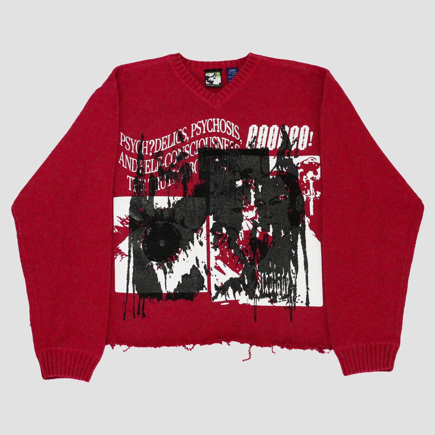 "DEEP WEB ACID TABS" Cropped Pullover Knit (L)