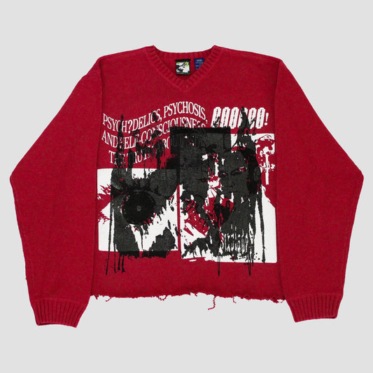 "DEEP WEB ACID TABS" Cropped Pullover Knit (L)