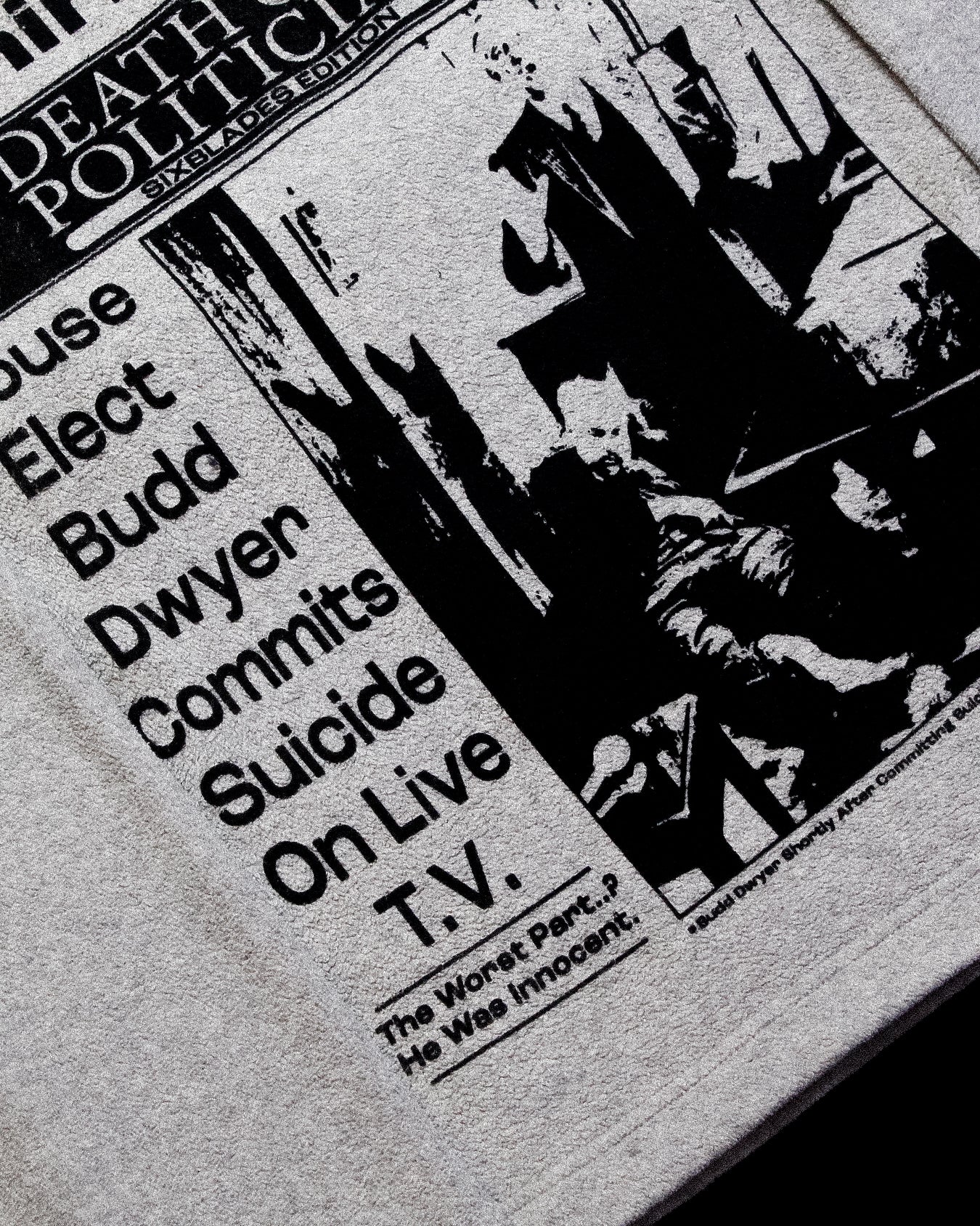 "PENNSYLVANIA EVENING NEWS//DIE LIKE DWYER" Heavyweight Fleece Sweater (L)