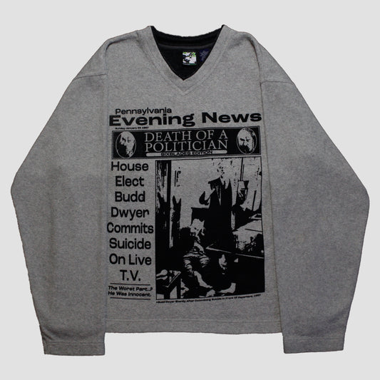 "PENNSYLVANIA EVENING NEWS//DIE LIKE DWYER" Heavyweight Fleece Sweater (L)