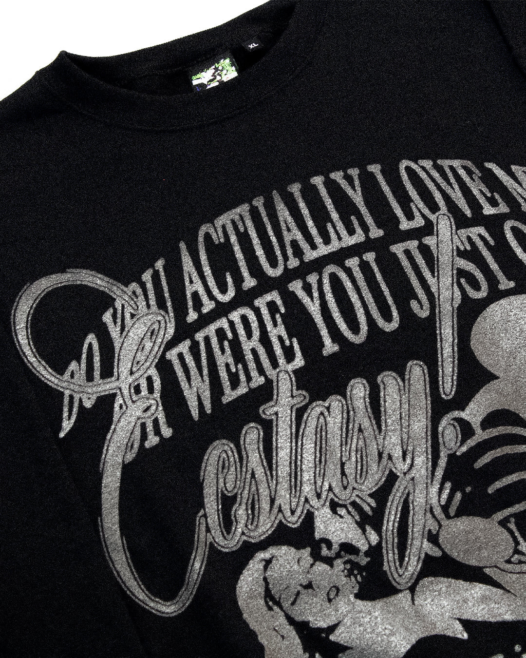 "DO YOU ACTUALLY LOVE ME?//GLITTER ECSTASY" Pullover Sweater (XL)