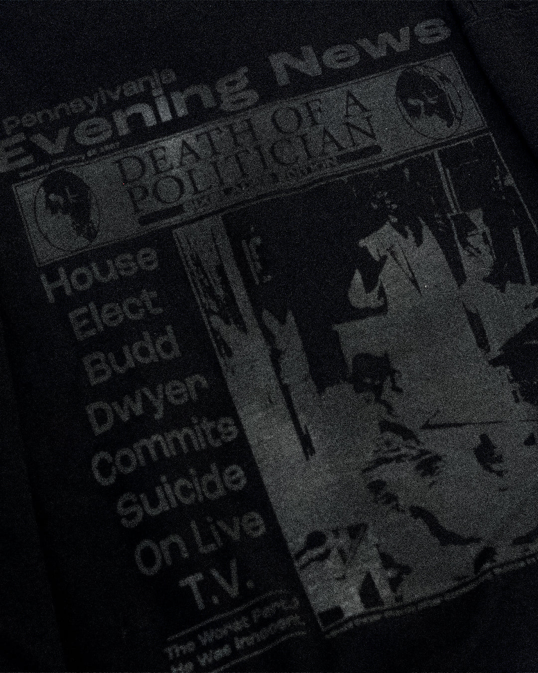 "PENNSYLVANIA EVENING NEWS//DIE LIKE DWYER" Heavyweight Quarter Zip (XL)