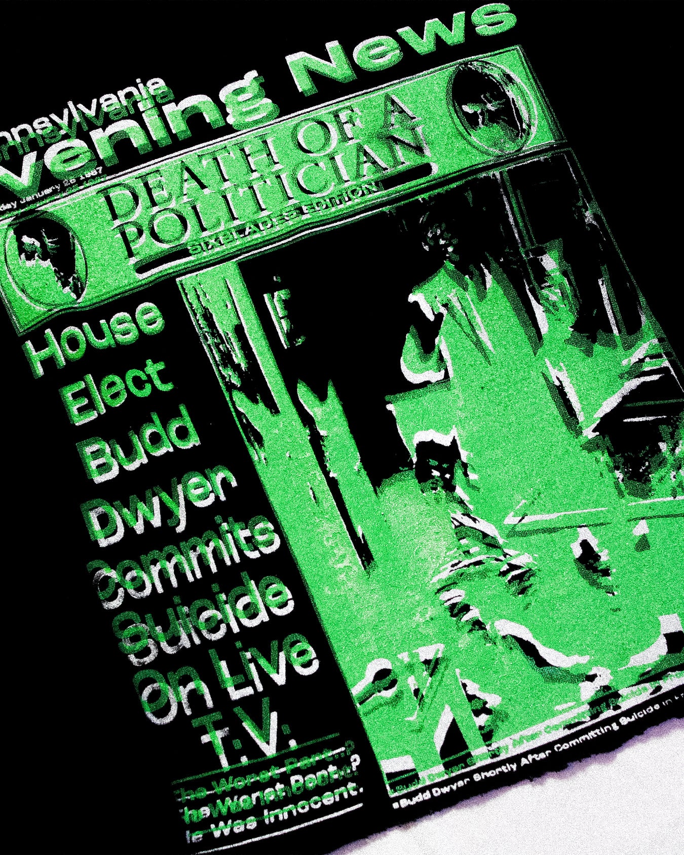 "GREEN SUICIDE//DIE LIKE DWYER" Cropped Turtleneck (L)