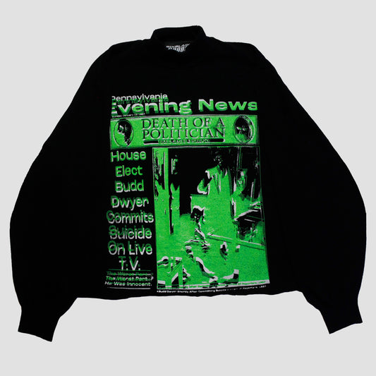 "GREEN SUICIDE//DIE LIKE DWYER" Cropped Turtleneck (L)