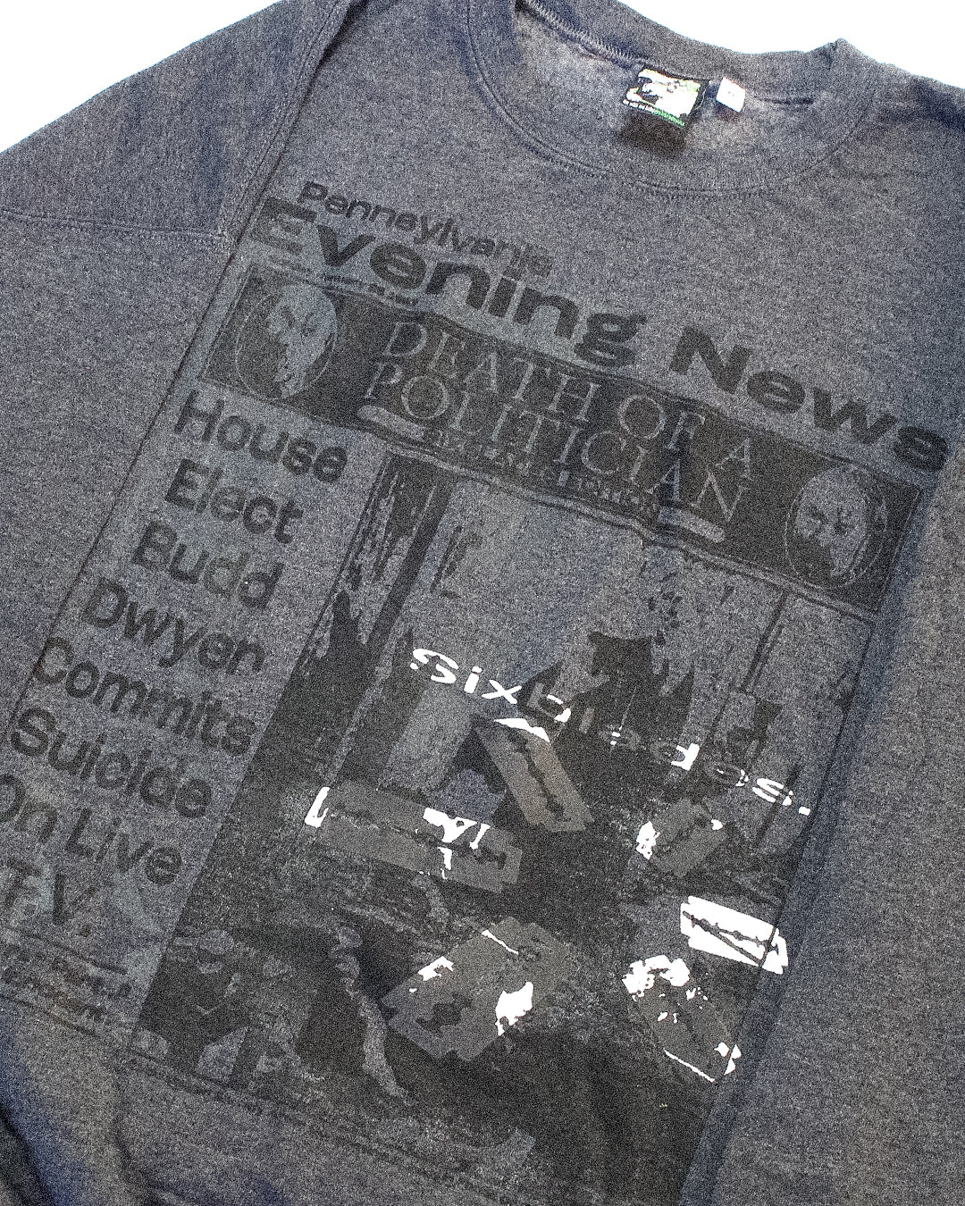 "EVERYTHING IS GREY//DWYER DIES" Pullover Crewneck Sweater (XL)
