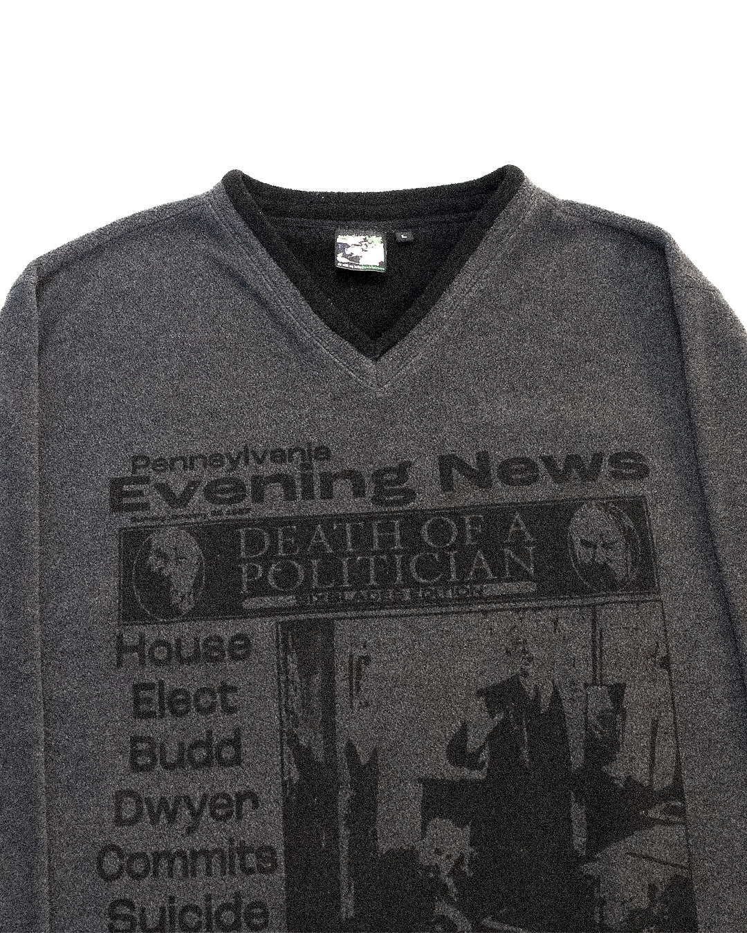 "PENNSYLVANIA EVENING NEWS//DIE LIKE DWYER" Heavyweight Fleece Sweater (L)