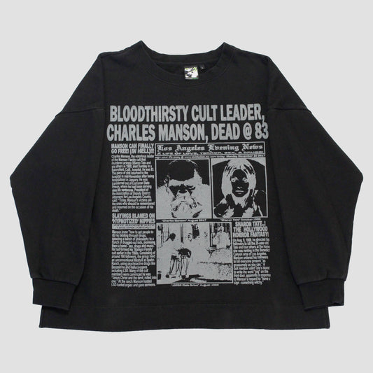"LOS ANGELES EVENING NEWS//LOVE/TERROR/SEX/DRUGS" Heavyweight Pullover Sweater (L)