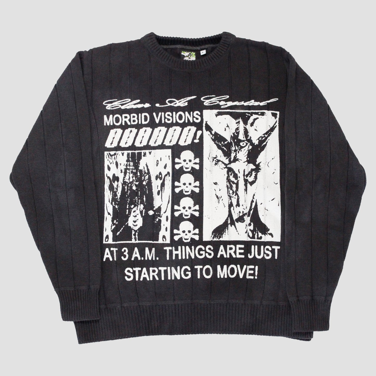 "MORBID VISIONS" Heavyweight Knit Sweater (L)