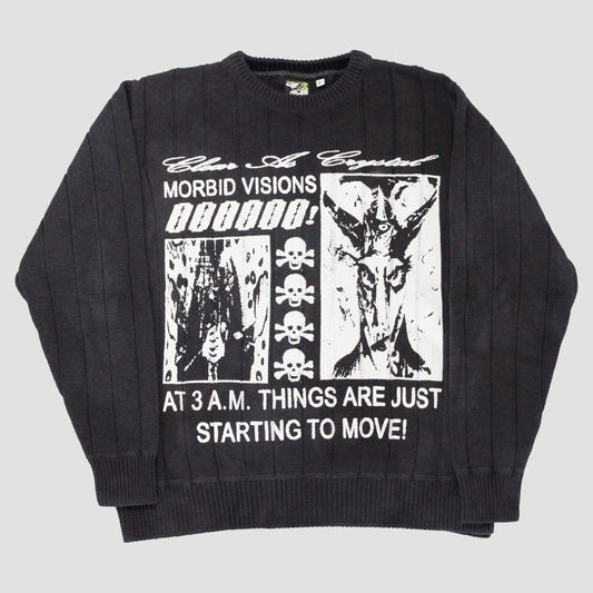 "MORBID VISIONS" Heavyweight Knit Sweater (L)