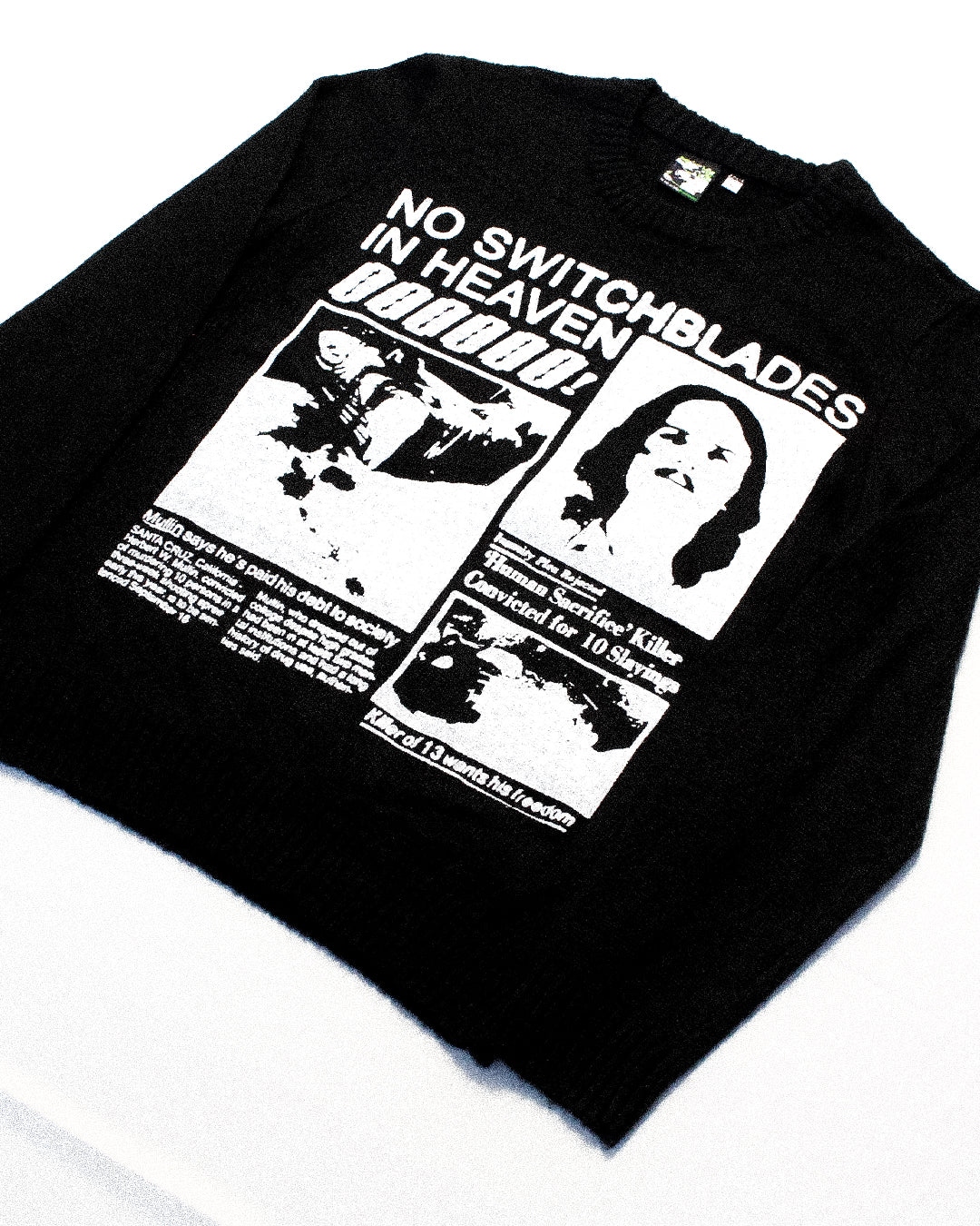 "NO SWITCHBLADES IN HEAVEN" Pullover Knit Sweater (L)