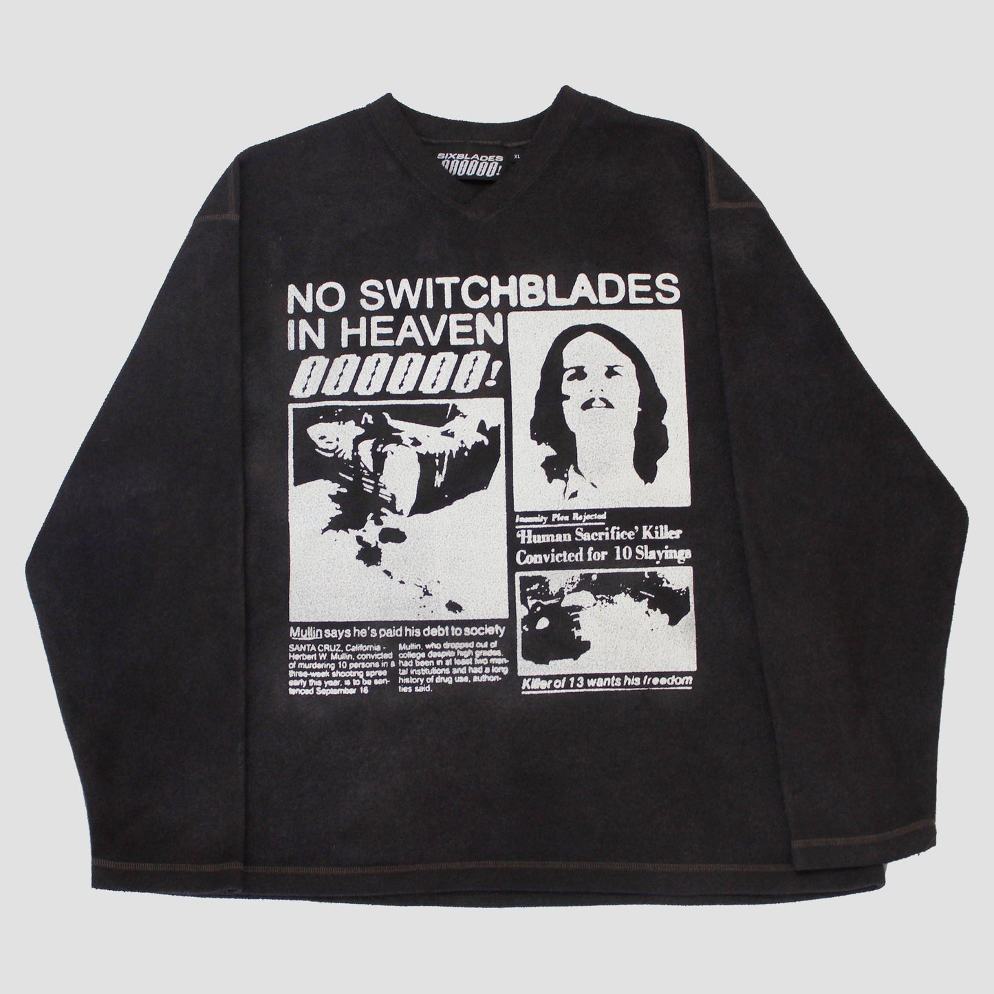 "NO SWITCHBLADES IN HEAVEN" Heavyweight Fleece Sweater (XL)
