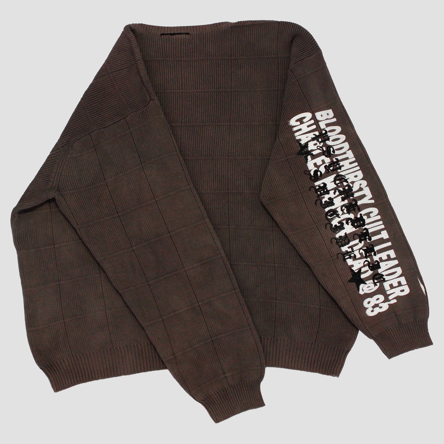 "PSYCH?DELICBLOODTHIRSTYBLADES" Heavyweight Knit Sweater (L)