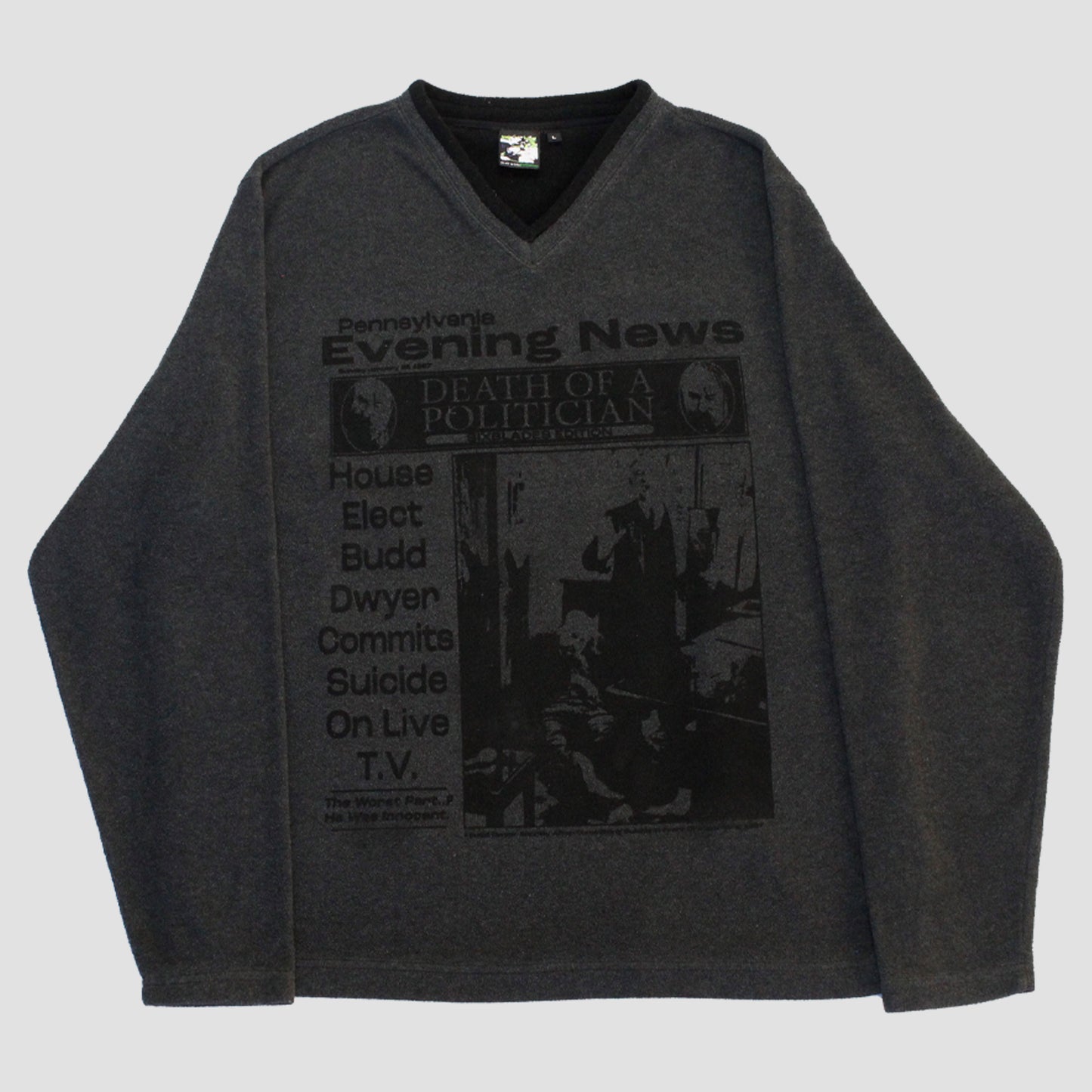 "PENNSYLVANIA EVENING NEWS//DIE LIKE DWYER" Heavyweight Fleece Sweater (L)