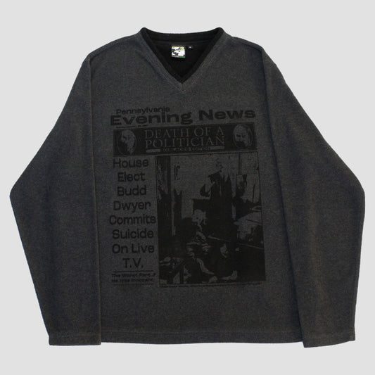 "PENNSYLVANIA EVENING NEWS//DIE LIKE DWYER" Heavyweight Fleece Sweater (L)