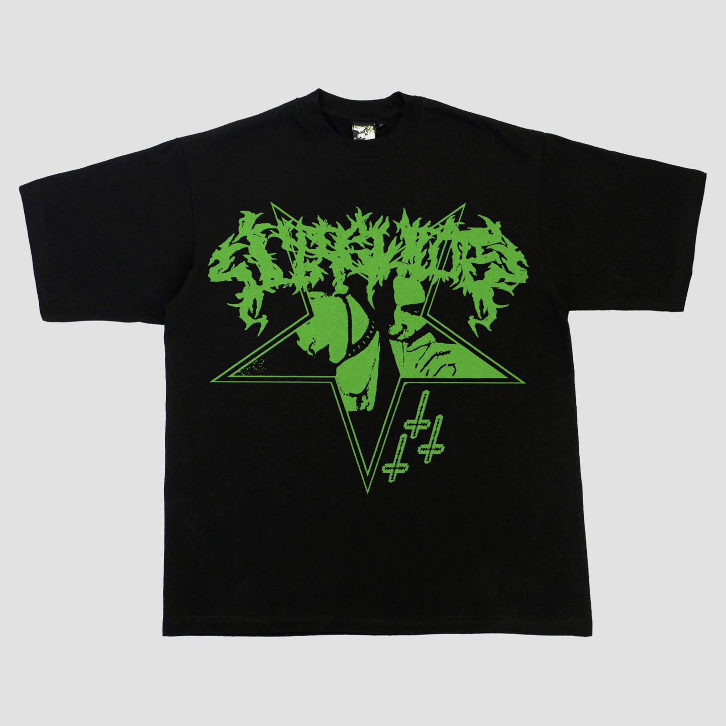 "PENTABLADE" HEAVYWEIGHT TEE (BLACK/GREEN)