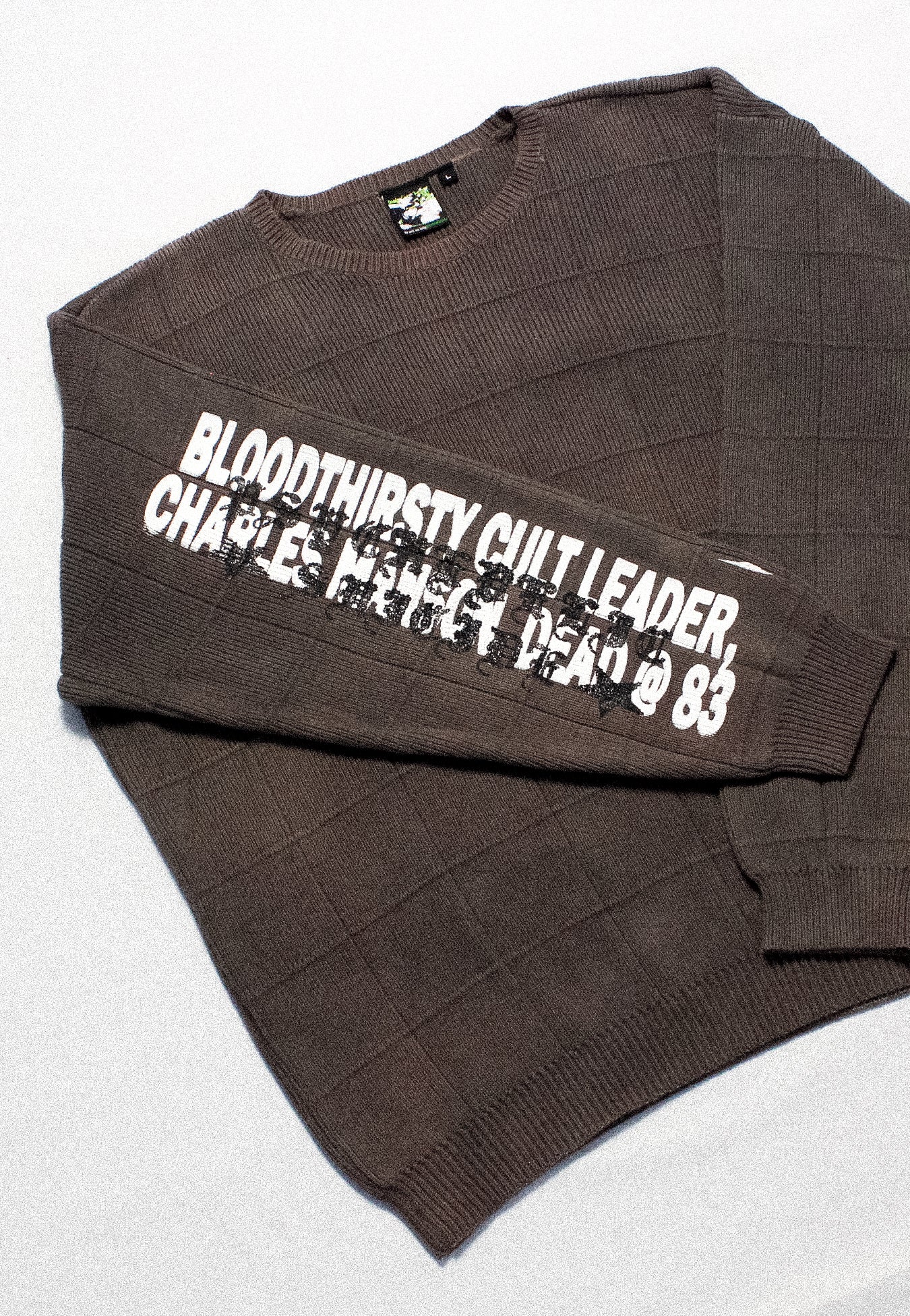 "PSYCH?DELICBLOODTHIRSTYBLADES" Heavyweight Knit Sweater (L)