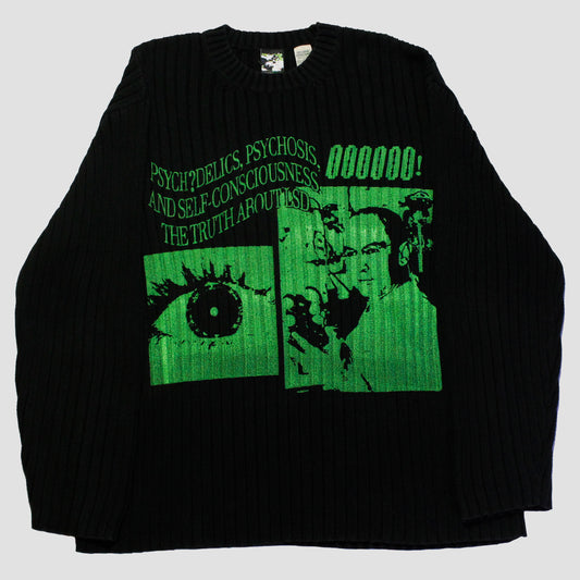 "GREEN LSD//PSYCH?DELICS, PSYHOSIS..." Extreme Heavyweight Knit Sweater (XXL)