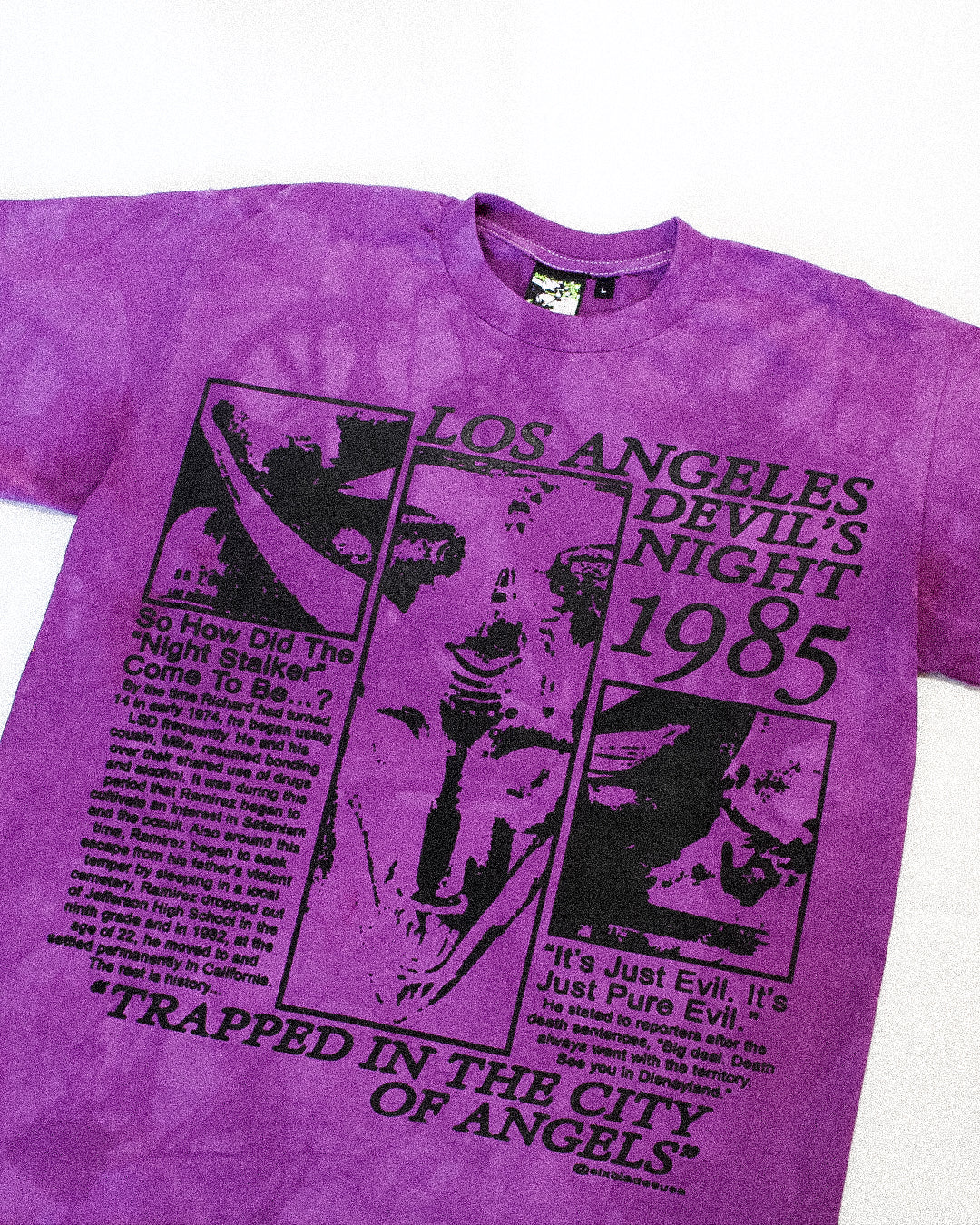 "PURPLE ANGELS//DEVILS NIGHT 1985" Heavyweight Tee (L)