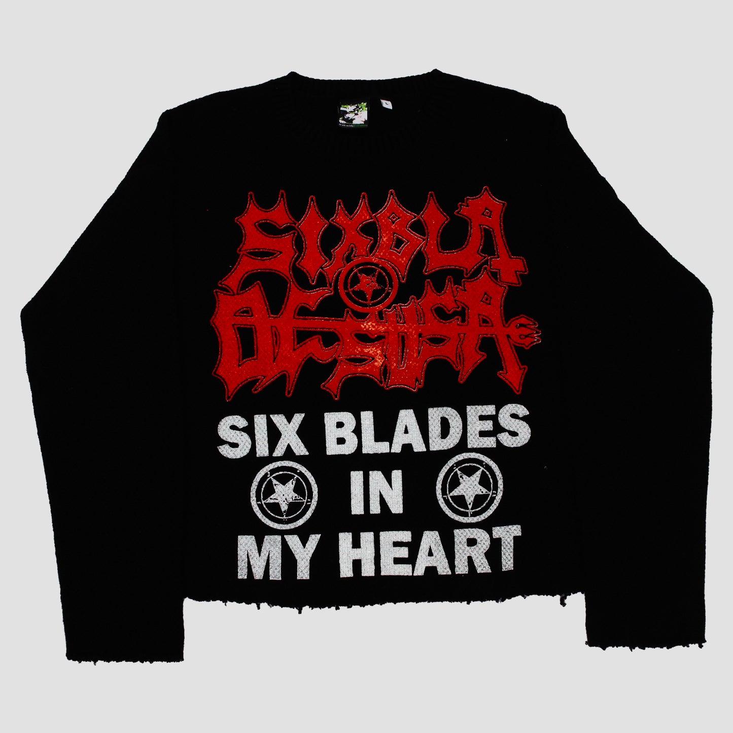 "SIX BLADES IN MY HEART" Cropped Pullover Knit (L)