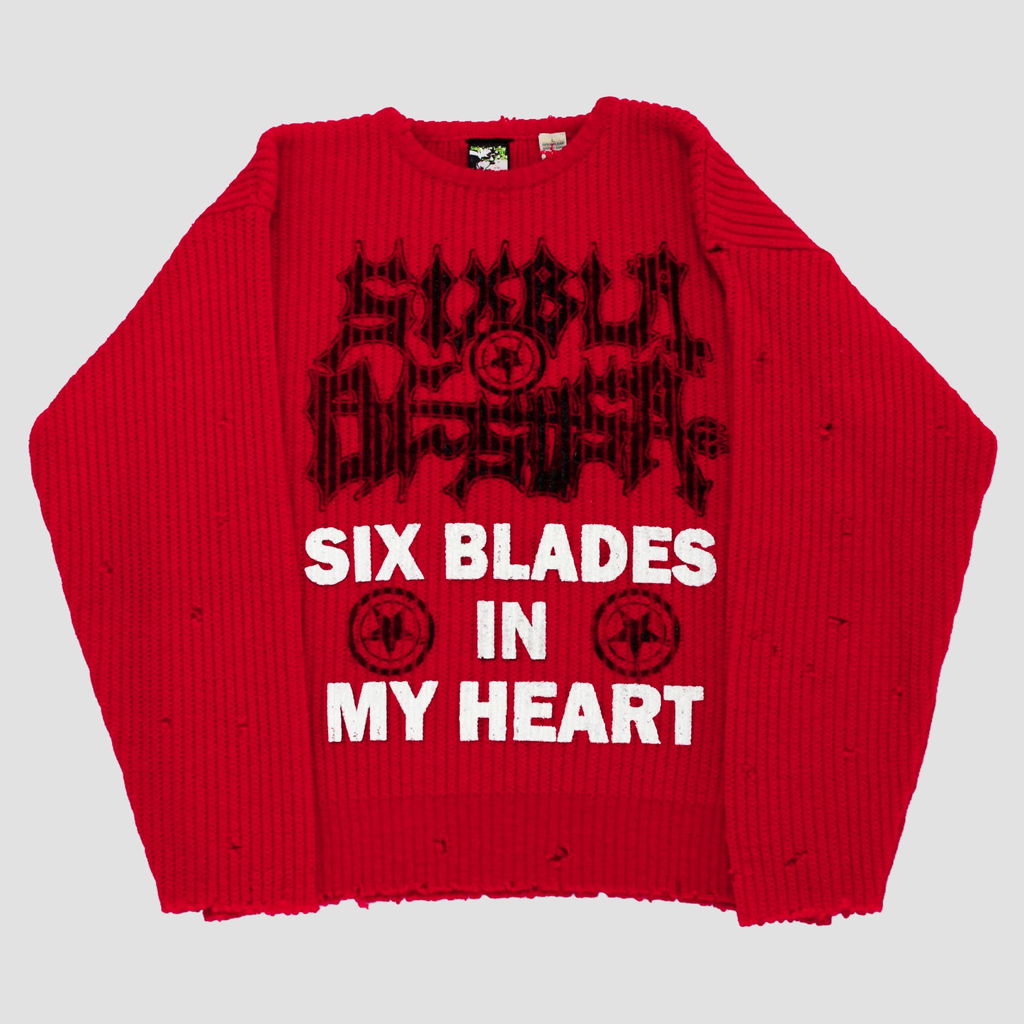 "SIX BLADES IN MY HEART" Heavyweight Knit Sweater (L)