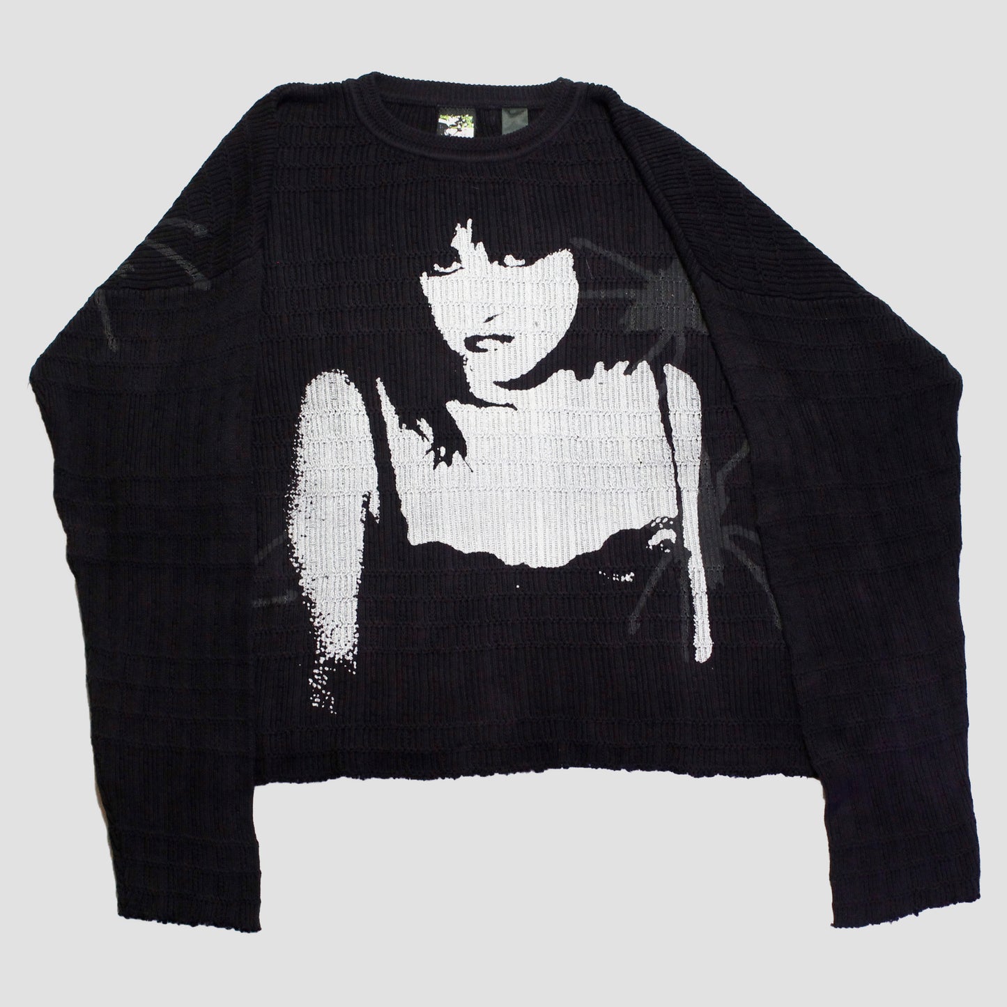 "SPIDER BLADES//VELVET DEATH GLOWS" Heavyweight Cropped Knit Sweater (L)
