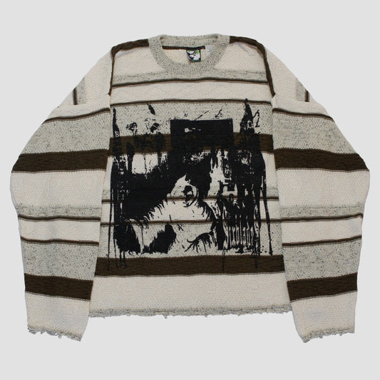"SILK ROAD SWITCHBLADES" Cropped Pullover Knit (L)