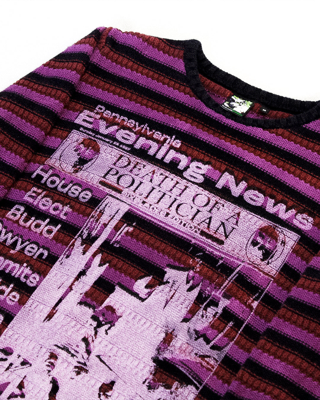 "DIE LIKE DWYER" Heavyweight Striped Sweater (M)