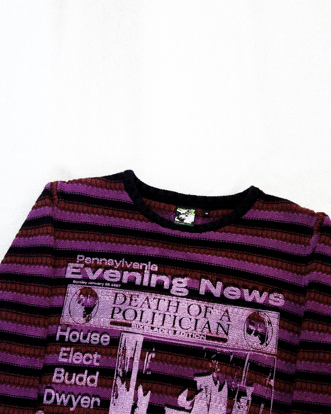 "DIE LIKE DWYER" Heavyweight Striped Sweater (M)