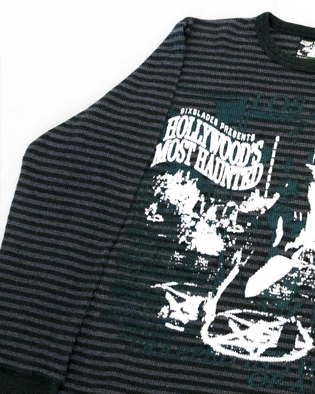"HAUNTED & DEVILISH" Heavyweight Striped Sweater (L)
