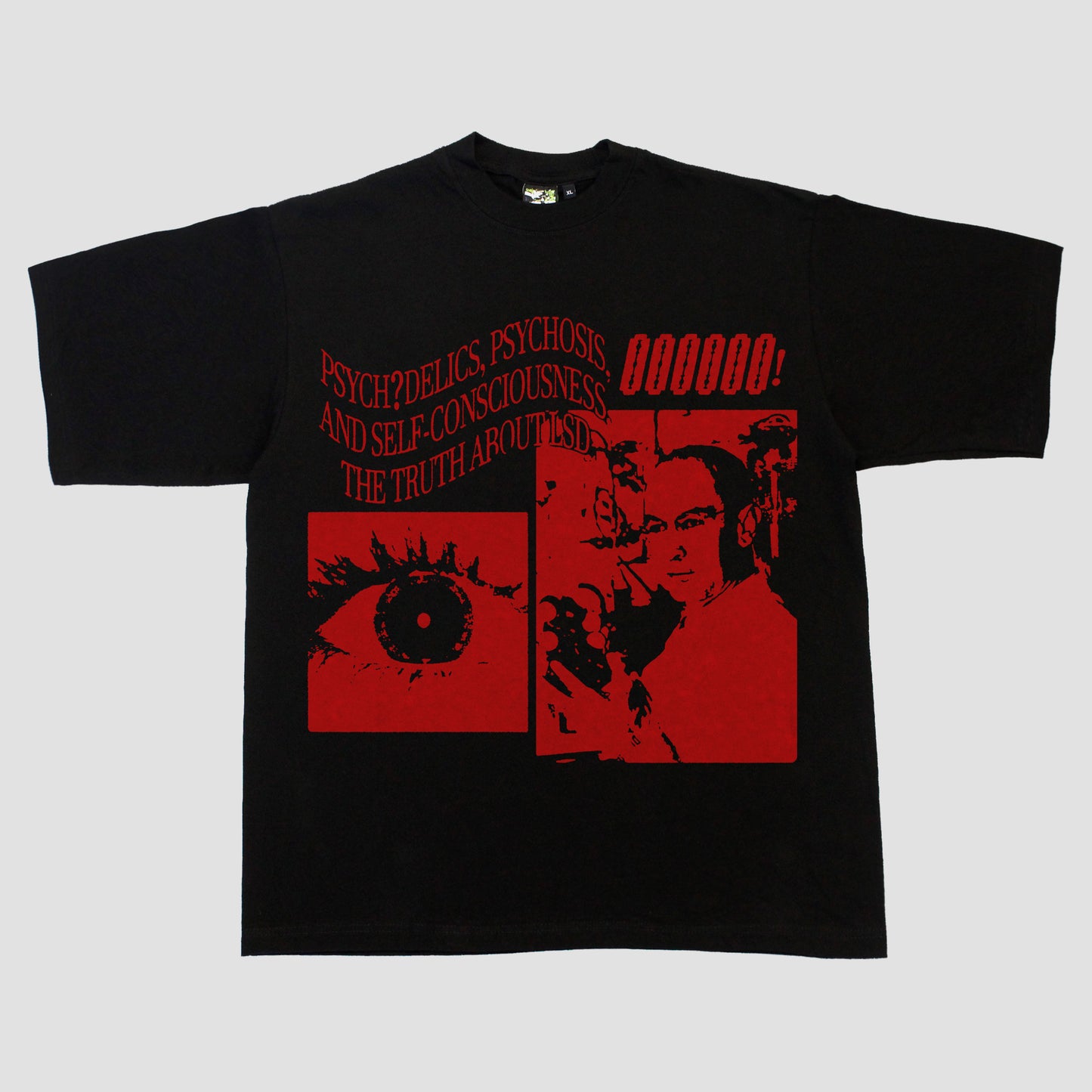 "PSYCH?DELICS..,PSYCHOSIS" HEAVYWEIGHT TEE (BLACK/RED)