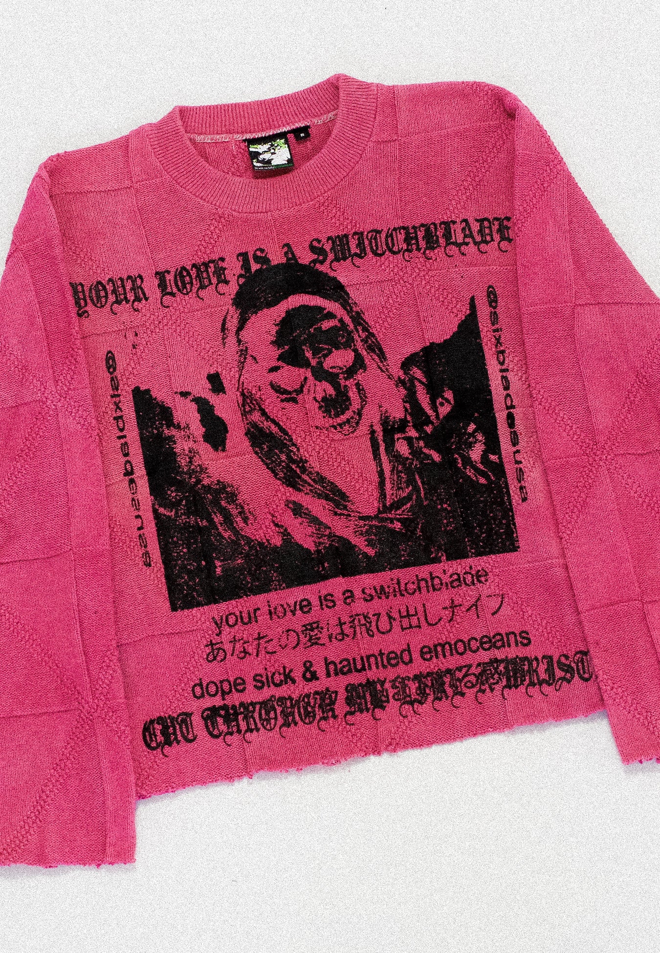 "YOUR LOVE IS A SWITCHBLADE//dope sick..haunted emoceans.." Heavyweight Knit Sweater (S)