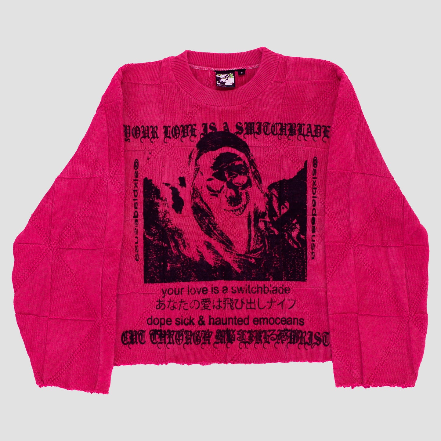 "YOUR LOVE IS A SWITCHBLADE//dope sick..haunted emoceans.." Heavyweight Knit Sweater (S)