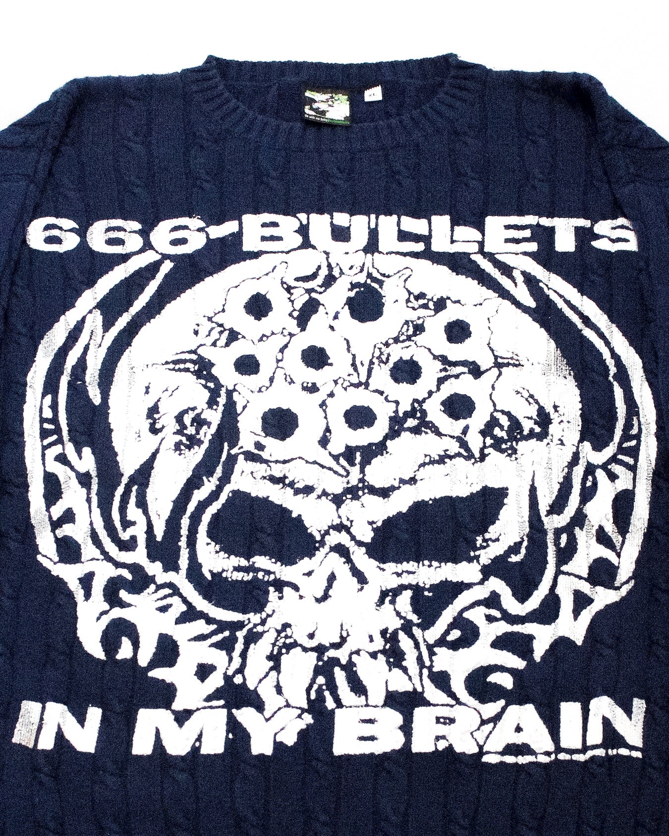 "666 BULLETS IN MY BRAIN" Heavyweight Knit Sweater (XL)