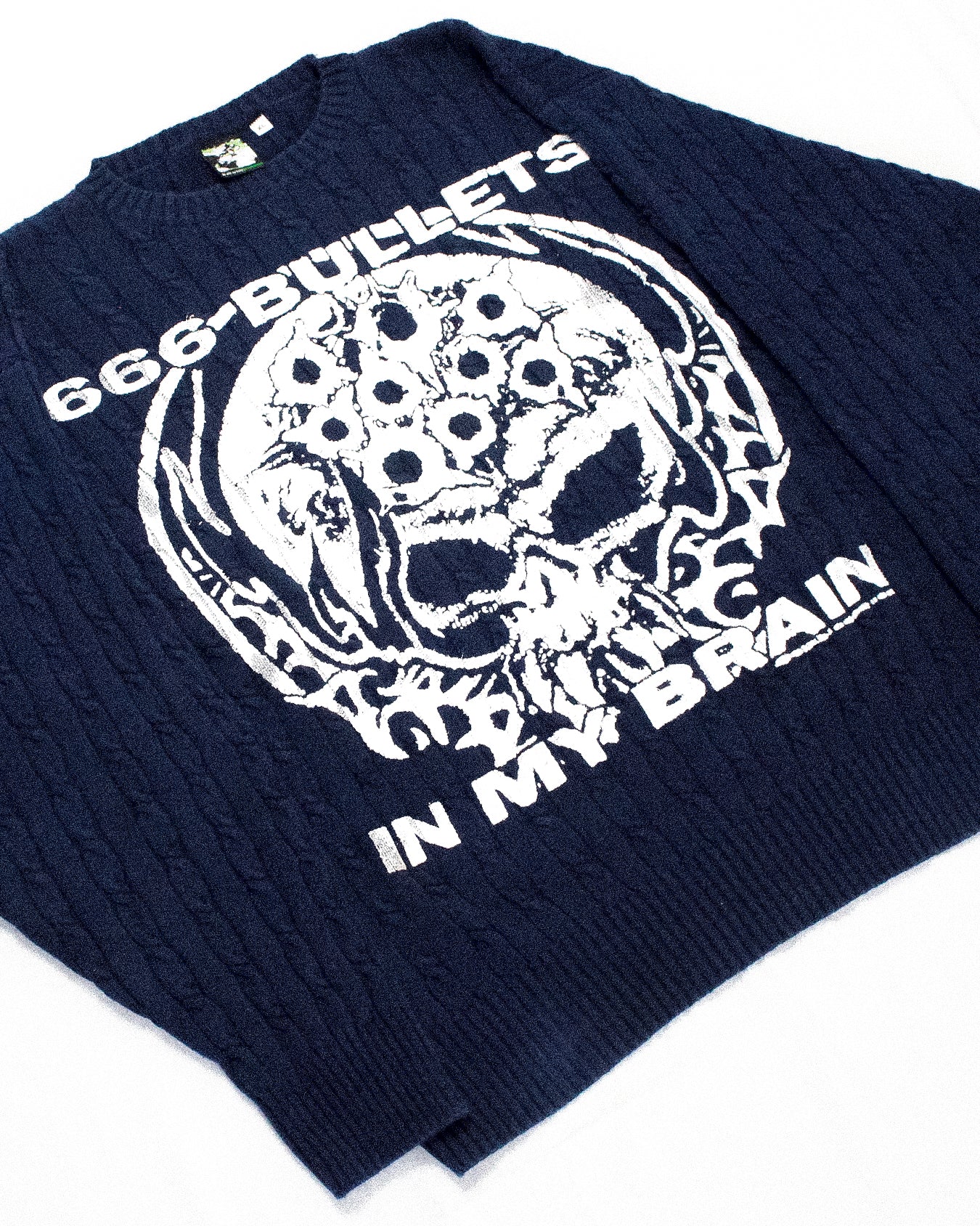 "666 BULLETS IN MY BRAIN" Heavyweight Knit Sweater (XL)