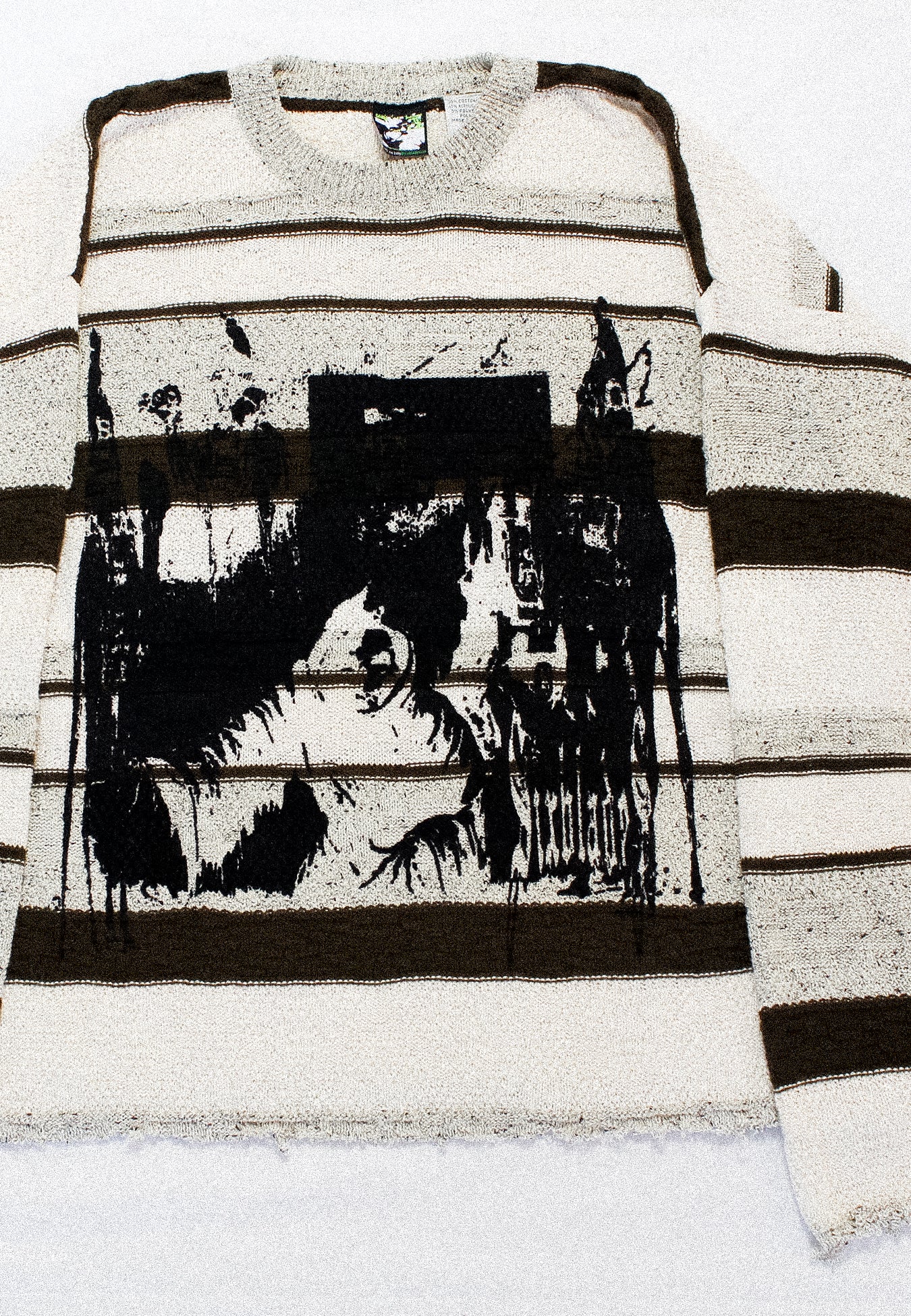 "SILK ROAD SWITCHBLADES" Cropped Pullover Knit (L)