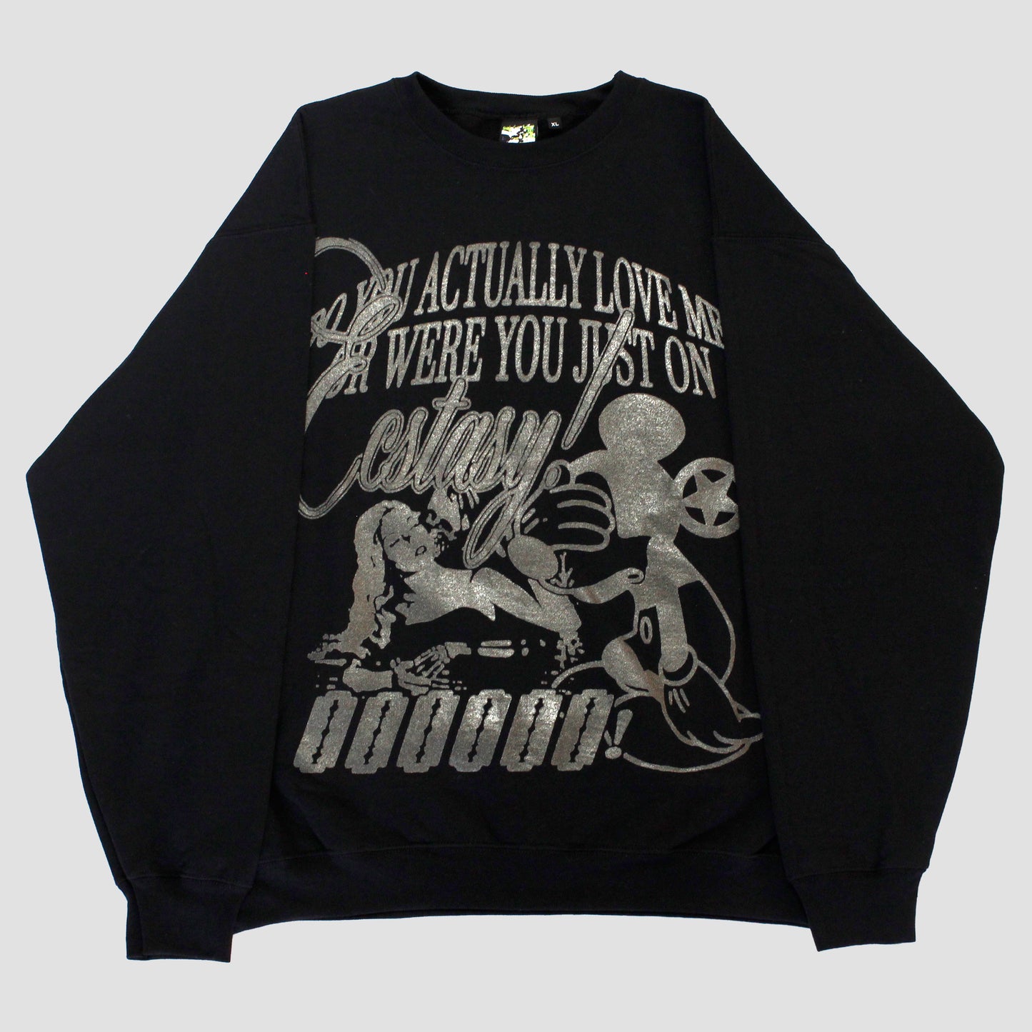 "DO YOU ACTUALLY LOVE ME?//GLITTER ECSTASY" Pullover Sweater (XL)