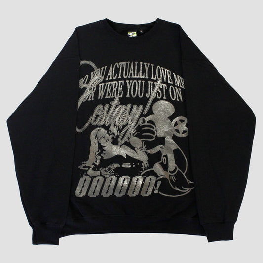 "DO YOU ACTUALLY LOVE ME?//GLITTER ECSTASY" Pullover Sweater (XL)