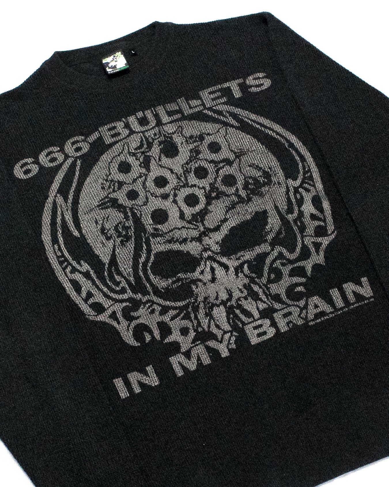 "666 BULLETS IN MY BRAIN" Heavyweight Knit Sweater (L)