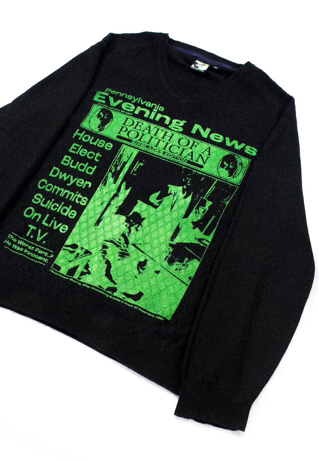 "GREEN SUICIDE//DIE LIKE DWYER" Pullover Sweater (XL)