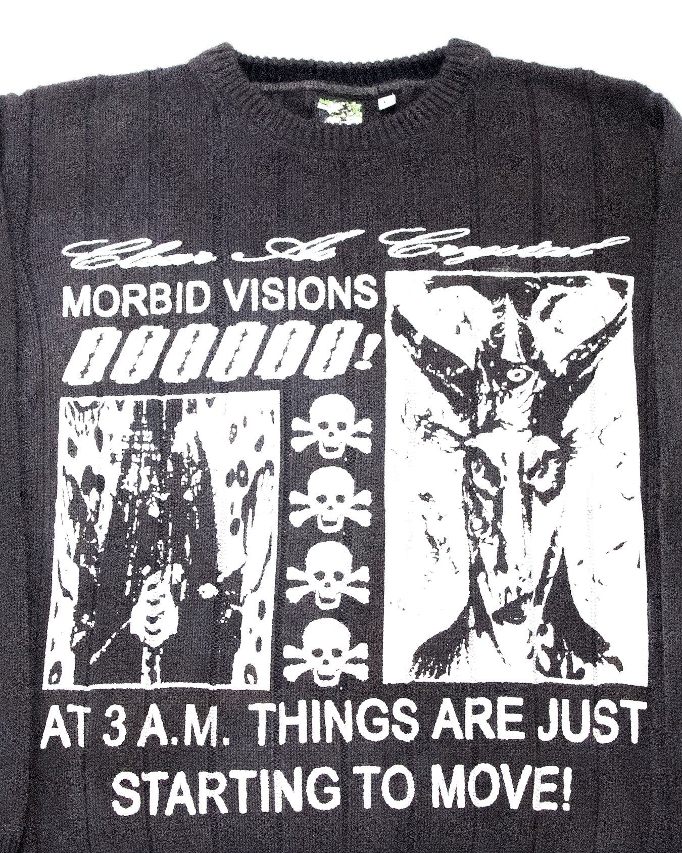 "MORBID VISIONS" Heavyweight Knit Sweater (L)