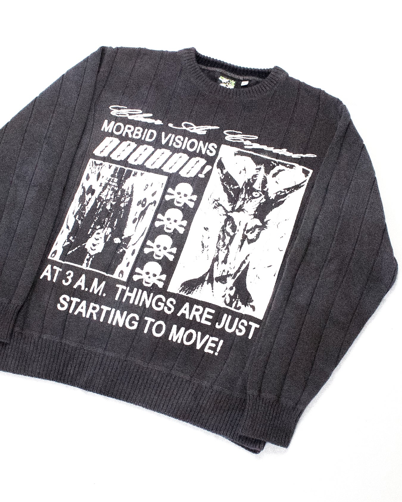 "MORBID VISIONS" Heavyweight Knit Sweater (L)