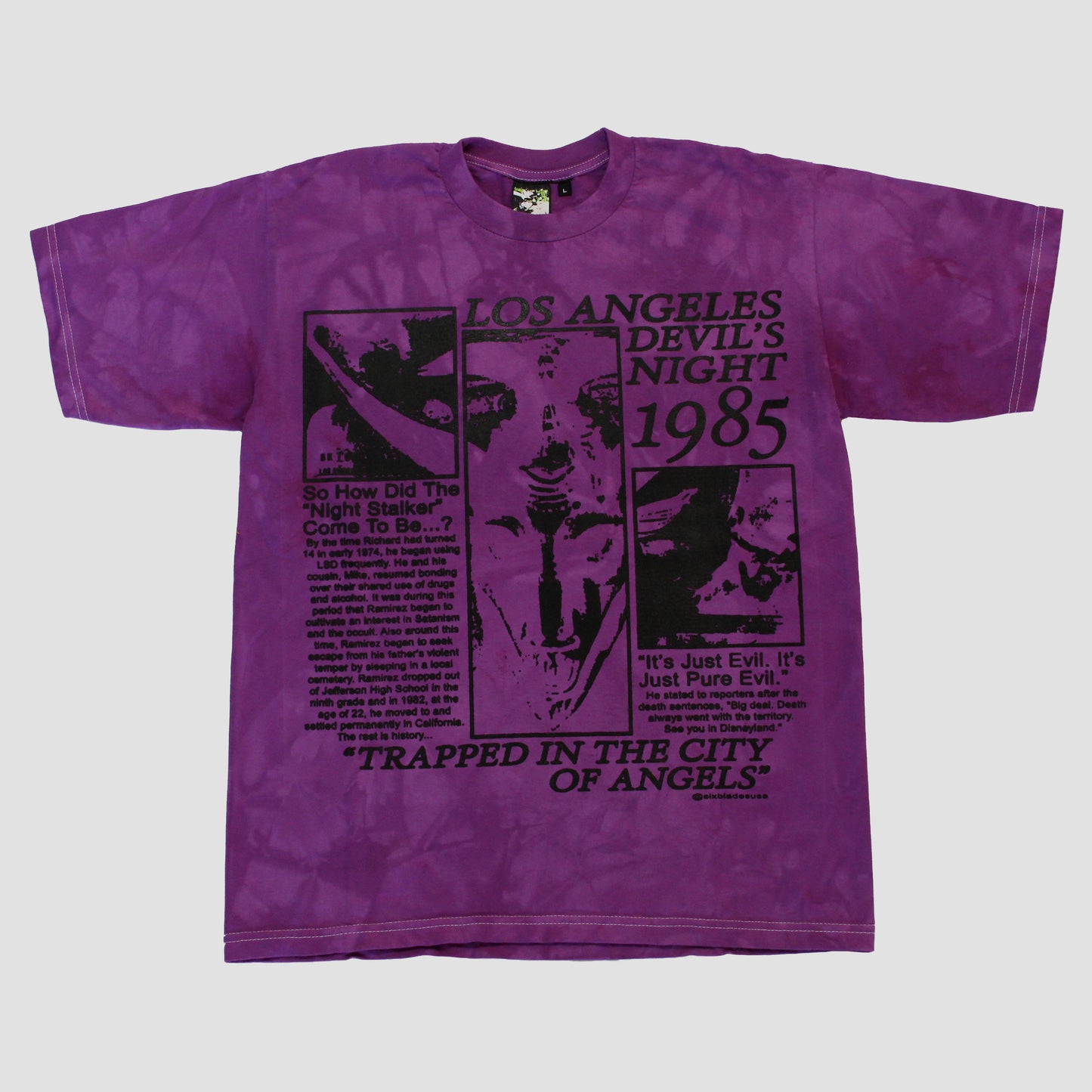 "PURPLE ANGELS//DEVILS NIGHT 1985" Heavyweight Tee (L)