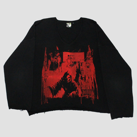 "SILK ROAD SWITCHBLADES" Heavyweight Cropped Knit (L)