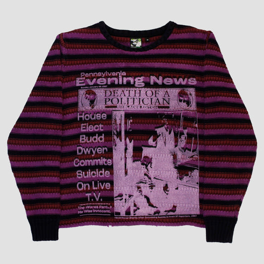 "DIE LIKE DWYER" Heavyweight Striped Sweater (M)