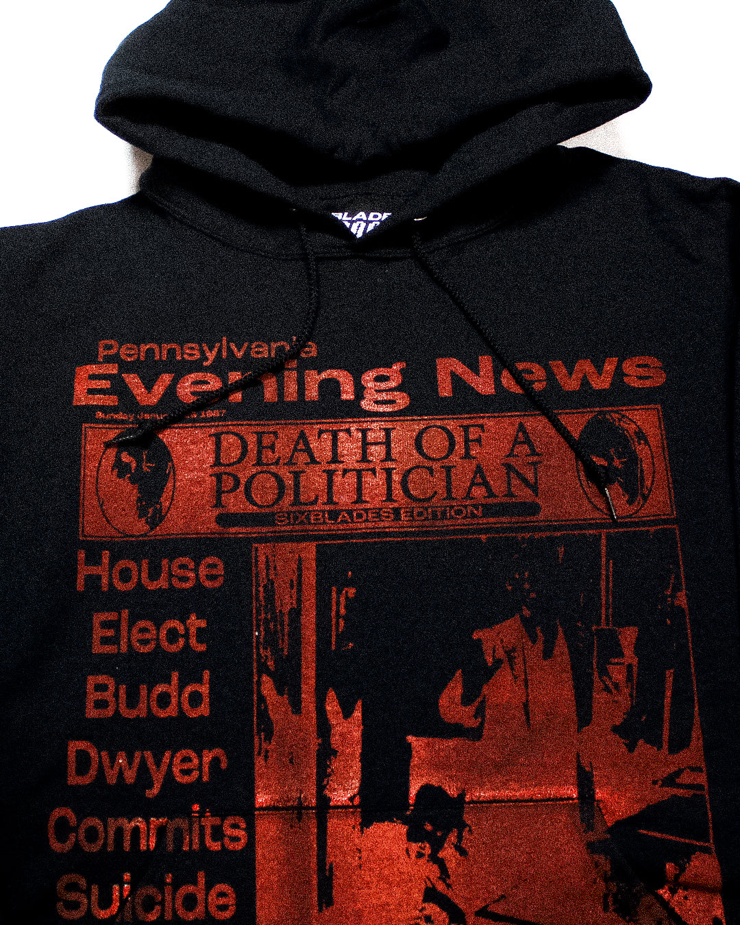 "PENNSYLVANIA EVENING NEWS//DIE LIKE DWYER" Cropped Hood (M)