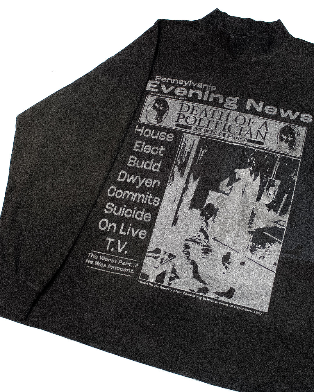 "GLITTER BLADES//DIE LIKE DWYER" Heavyweight Turtleneck Sweater (XL)